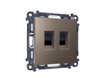 MA642110 Комплект мех-ма компьютерной двойной розетки RJ-45 с автоматической защитной шторкой ALFA Темная бронза матовый QUANT (AP6421, VM189)