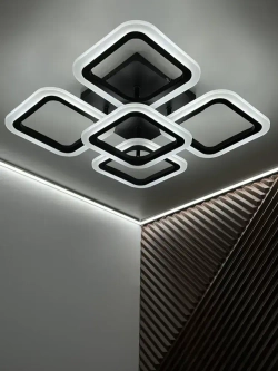 Люстра потолочная с пультом, черная, светильник