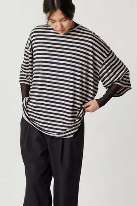 Огромная футболка в полоску "меланж"