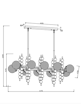 Люстра на штанге 10*Е27 2120/09/10P хром Queenly Stilfort