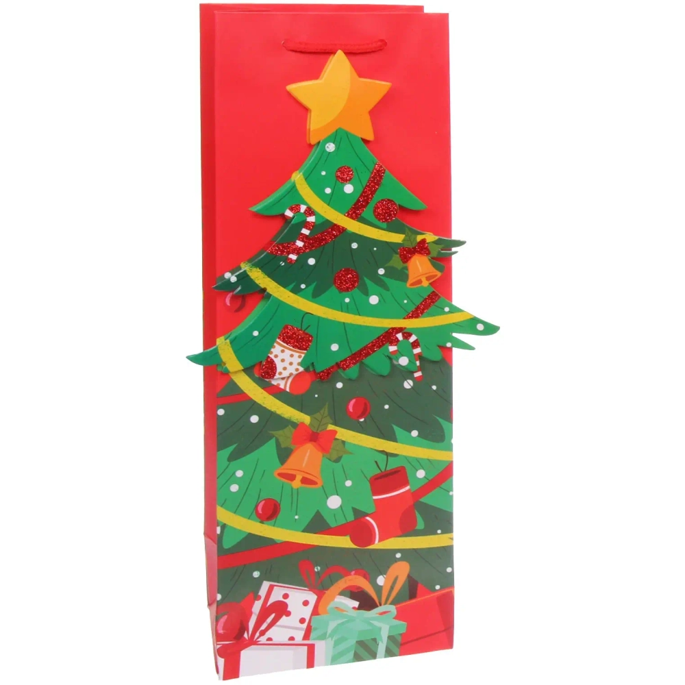 Пакет под бутылку «Зимний мультик» 12*35*9 см