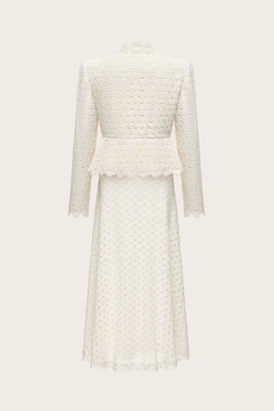 Жакет и юбка из молочного кордового кружева