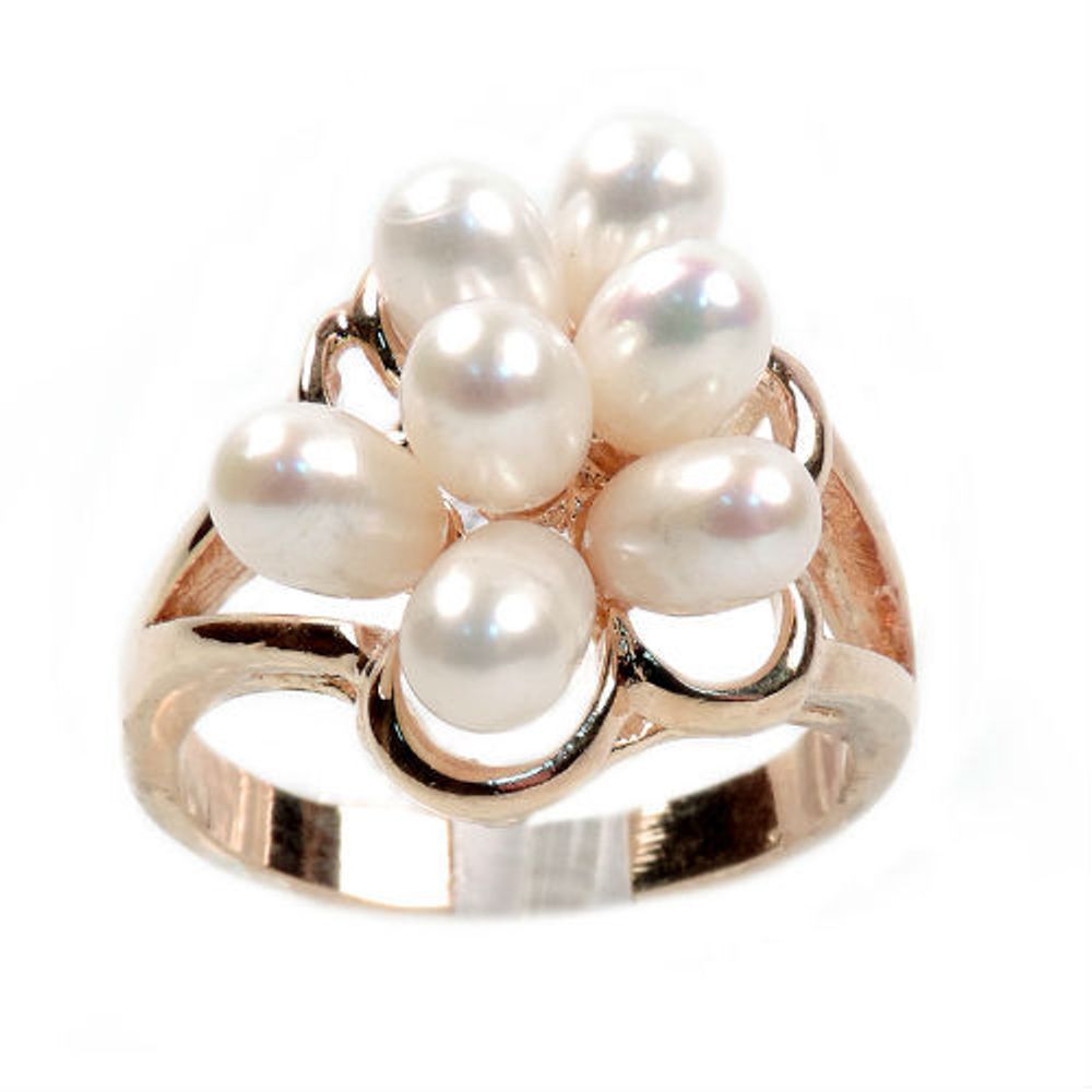 Серьги "Пион" жемчуг белый