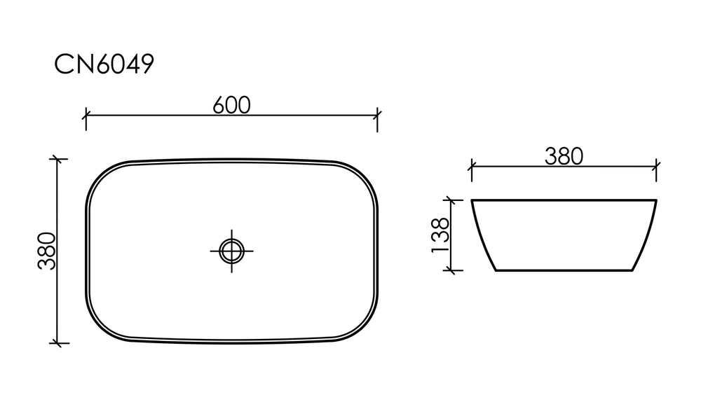 Умывальник чаша накладная овальная (цвет Белый Матовый) Element 610x385x140 мм