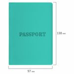 Обложка для паспорта, мягкий полиуретан, "PASSPORT", цвет "тиффани", STAFF, 238404