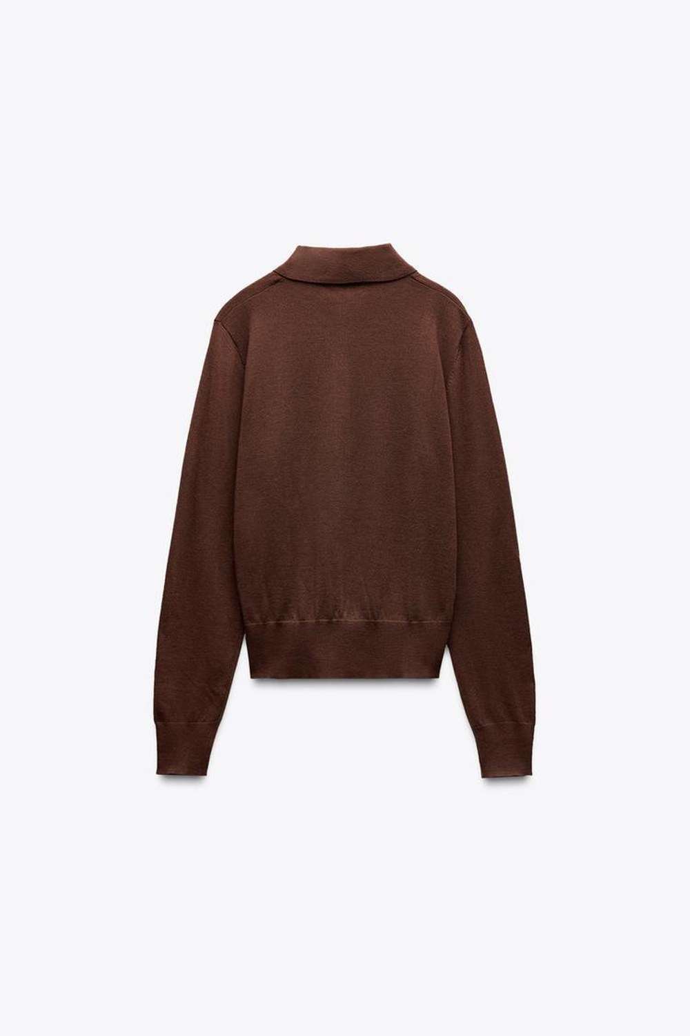 ZARA БАЗОВОЕ ПОЛО ИЗ СМЕСОВОЙ ШЕРСТИ, ШОКОЛАДНЫЙ