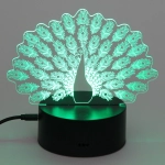 Светильник ночник «3D-Павлин» на пластиковой подставке, с включателем USB