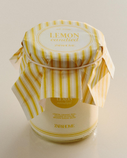 Zara Home Свеча ароматическая Lemon Candied 130 г, растительный воск, аромат свежий цитрусовый, Горчичный