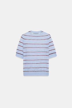 ZARA ТОП ИЗ ТОНКОЙ ШЕРСТИ В ПОЛОСКУ, СИНИЙ