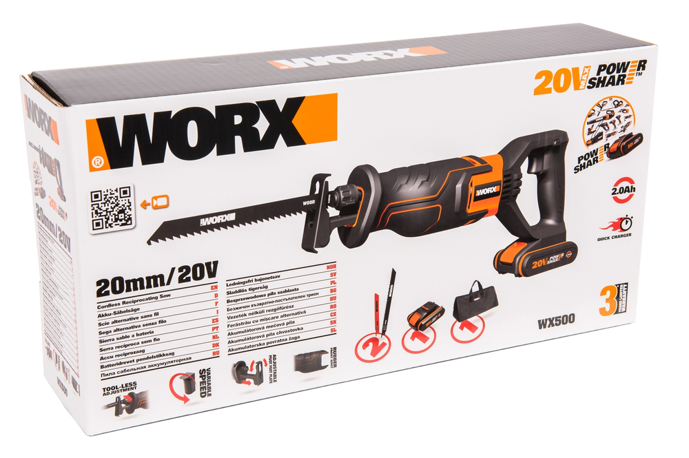 Сабельная пила аккумуляторная WORX WX500