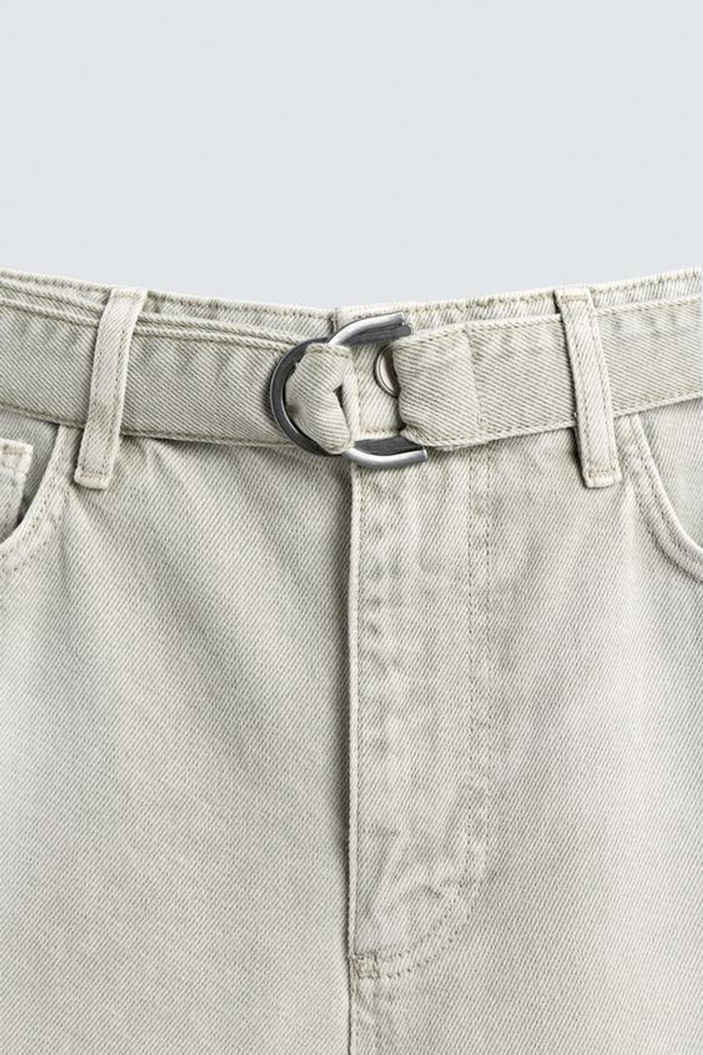 ZARA ДЖИНСЫ RELAXED FIT С ПОЯСОМ, ЗЕЛЕНЫЙ/СЕРЫЙ