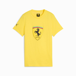 PUMA X SCUDERIA FERRARI ФУТБОЛКА С ЦВЕТНЫМ БОЛЬШИМ ЩИТОМ SPORTSWEAR, ЖЕЛТЫЙ