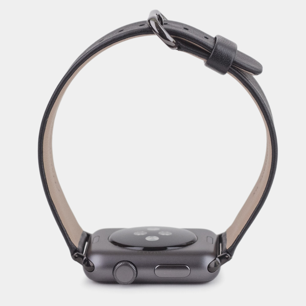 Ремешок для Apple Watch 44/45/46 mm из кожи теленка, черного цвета