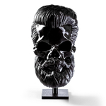 Бородатый череп фигурка для декора интерьера, арт-объект, коллекционный предмет, черный 16 см.,