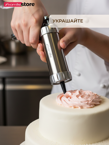 Кондитерский шприц для печенья 24 насадки Kamille КМ 3009 из нержавеющей стали