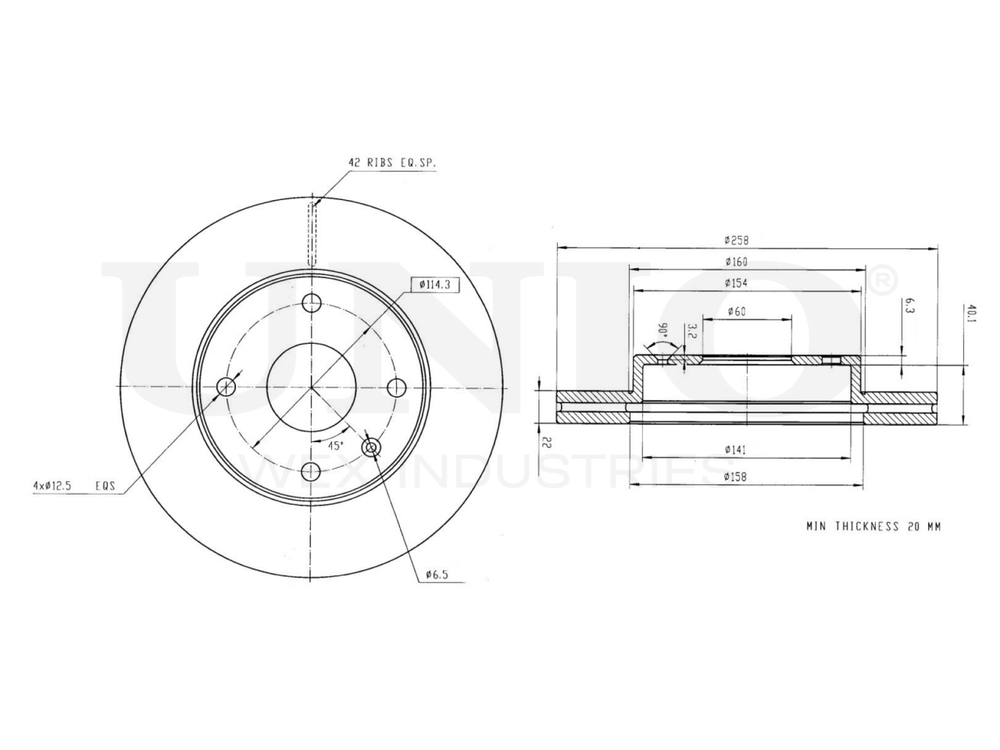 Диск тормозной передний UNIO BRD-20429
