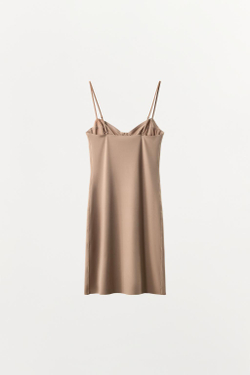 ZARA МИНИ-ПЛАТЬЕ ИЗ СМЕСОВОГО ПОЛИАМИДА, БЕЖЕВЫЙ