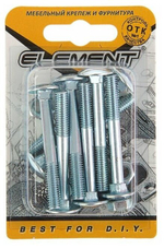 БОЛТ МЕБЕЛЬНЫЙ ELEMENT DIN603 С ГАЙКОЙ ОЦИНК 6Х50 8ШТ 2146