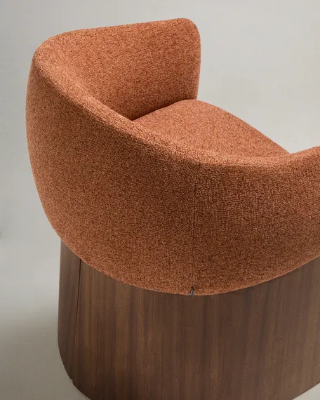 Стул Bosca из терракотового шенилла с ножками из шпона ореха