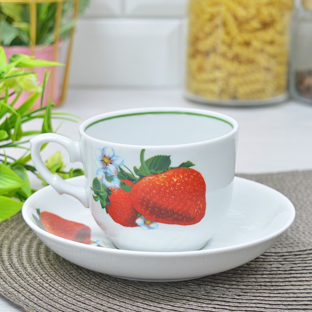 Чайная пара 250мл форма Кирмаш Клубника