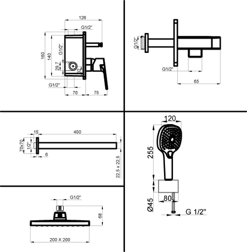 Душевой комплект Azario Treya AZ-15680721 хром