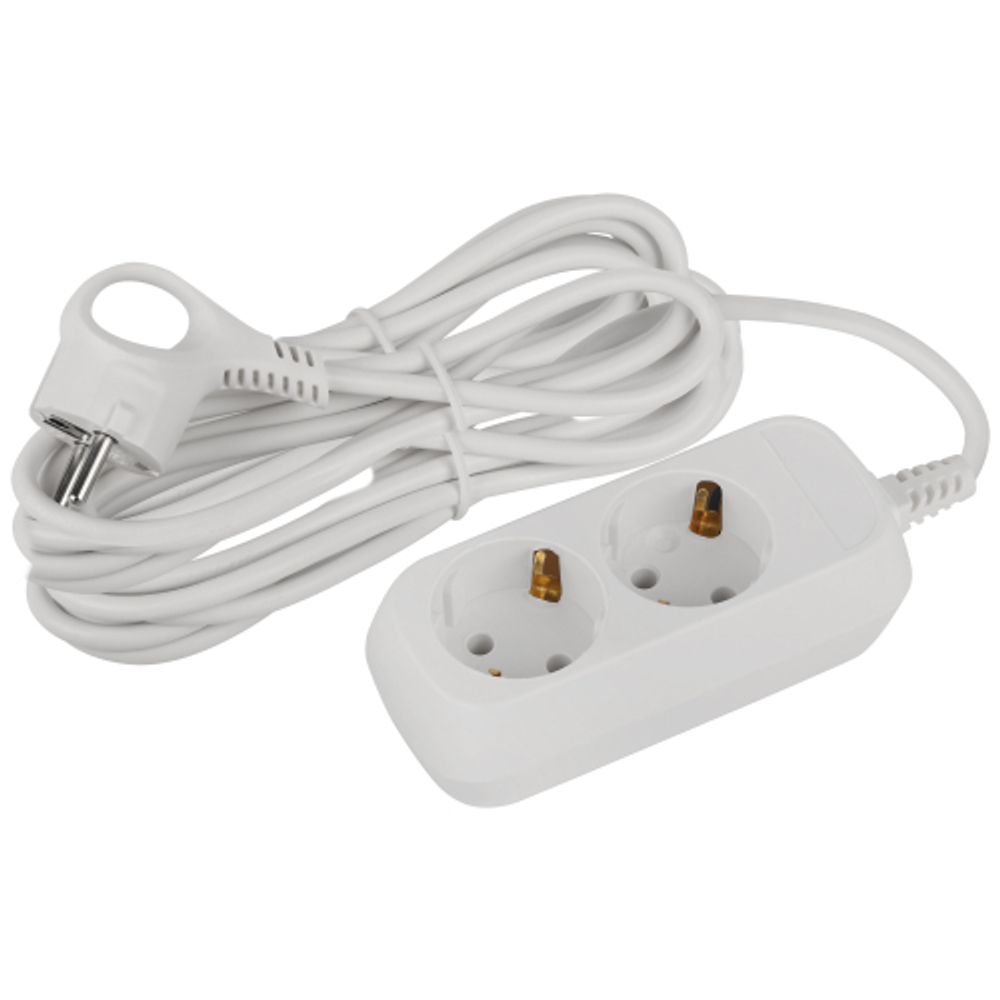 Удлинитель электрический ЭРА UDL-10-250-E Greenline 2 розетки с заземлением 5м ПВС 3x0.75мм2 | Бытовые удлинители