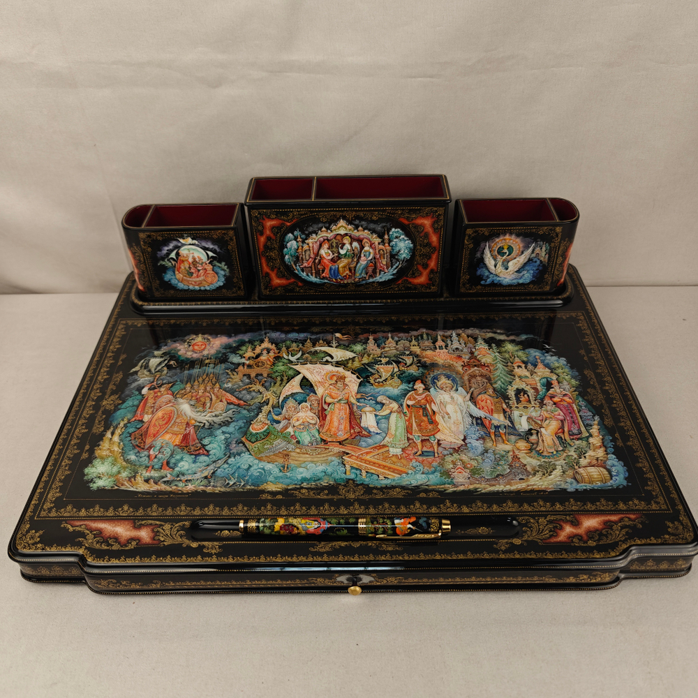 Настольный письменный набор с ручной росписью VIP