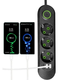 Удлинитель сетевой фильтр 10 метров 3 розетки 3 USB Черный