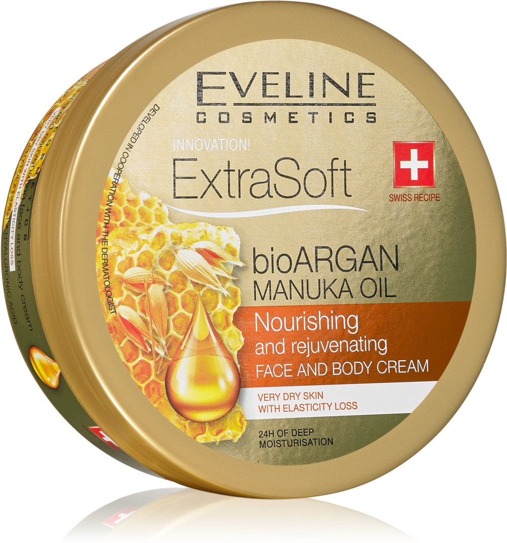 Eveline Cosmetics Extra Soft - увлажняющий крем для лица и тела с аргановым маслом /   175  ml  / GTIN 5901761965360