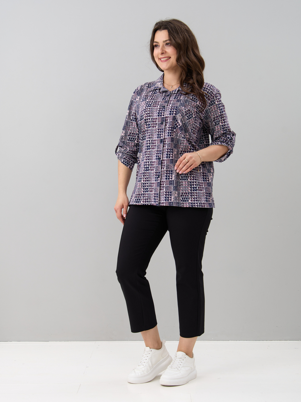 Рубашка Р-001/пьедепуль-синерозовый