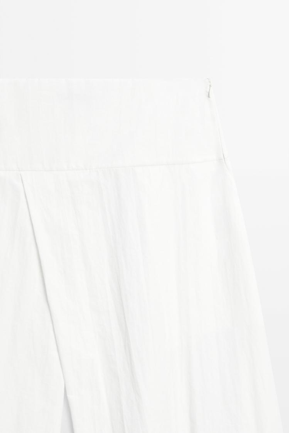 Massimo Dutti Юбка миди с кокеткой и складками, белый
