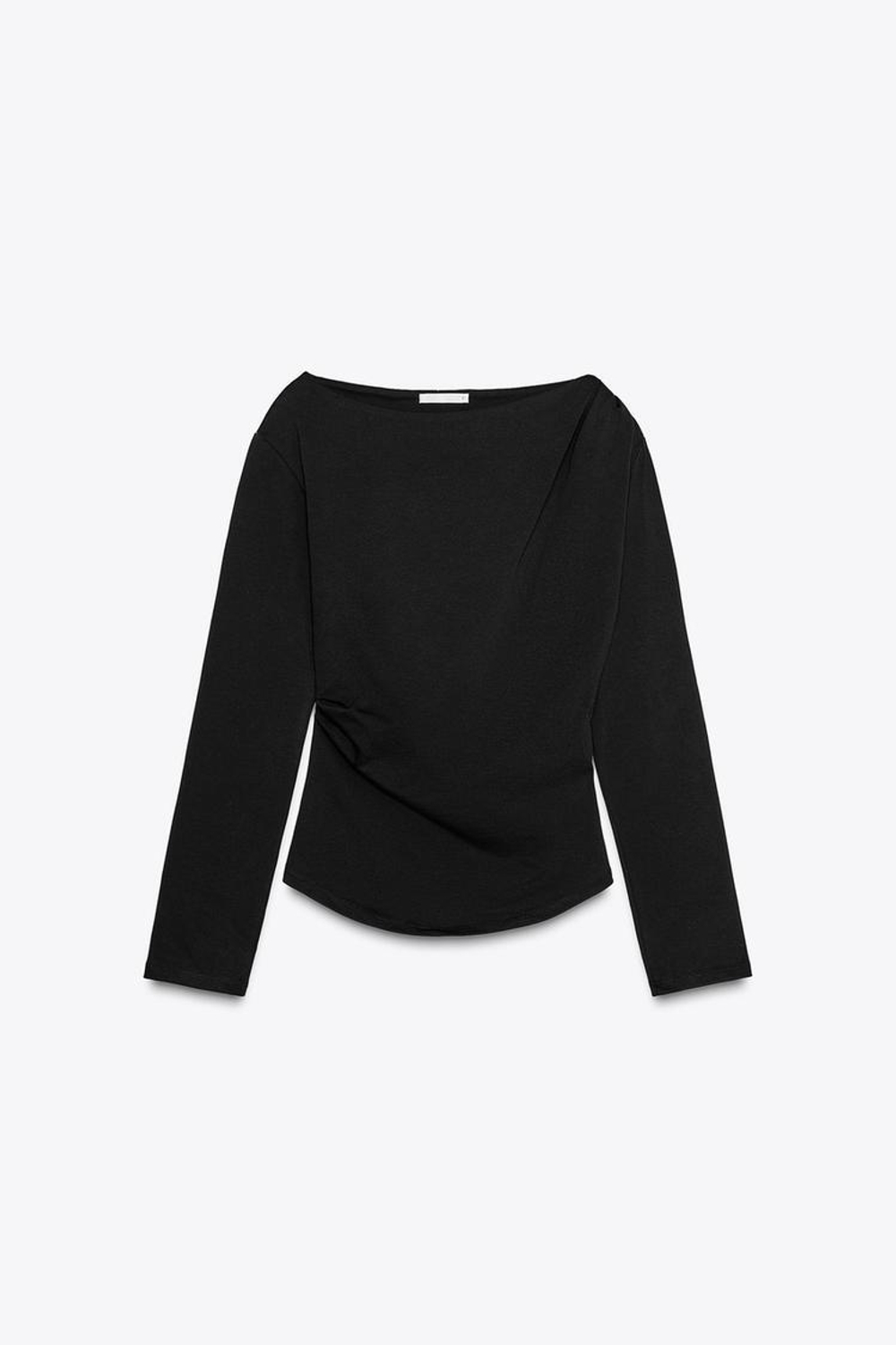 ZARA ТОП СО СБОРКАМИ СБОКУ, ЧЕРНЫЙ