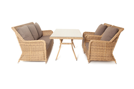 "Гляссе" обеденная группа из искусственного ротанга, цвет соломенный