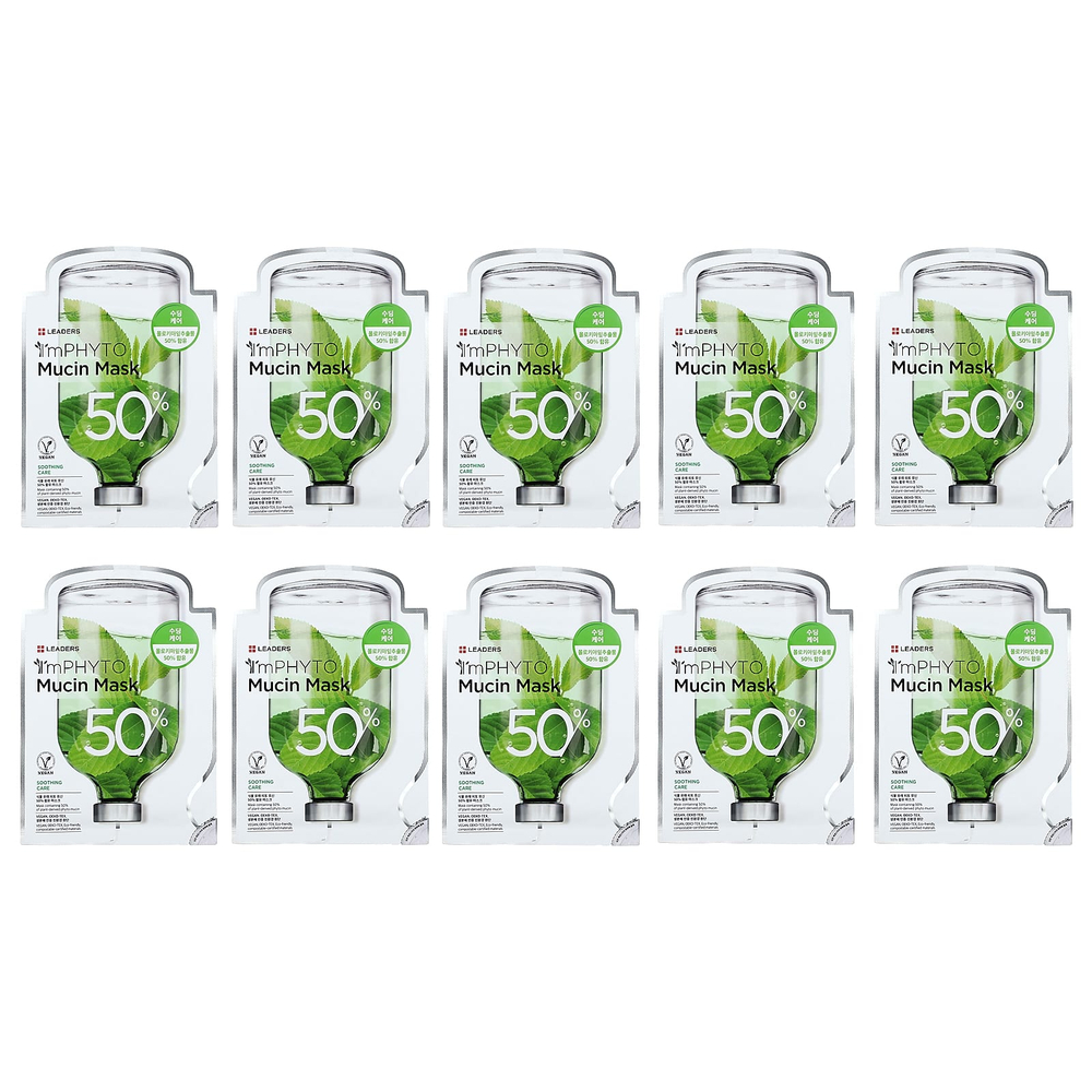 Leaders, I'mPhyto Mucin Beauty Mask, 10 листовых масок, 25 мл (0,84 жидк. унц.)