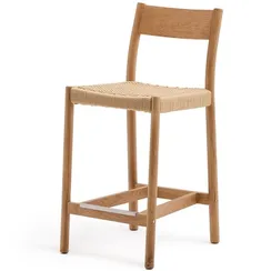 Analy Полубарный стул из массива дуба с натуральной отделкой и сиденьем из веревки 65 см