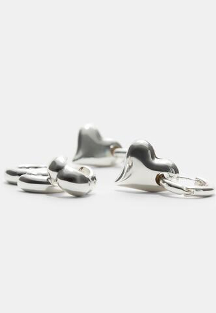 STRADIVARIUS Набор из 3 каффов и сережек в форме сердца, серый