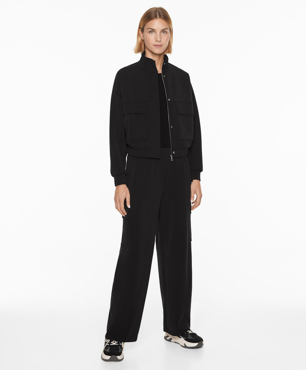 Oysho Куртка с карманами из ткани с модалом, с начесом, черный