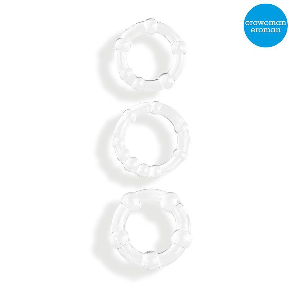 Набор из 3 прозрачных эрекционных колечек (Цвет: прозрачный)