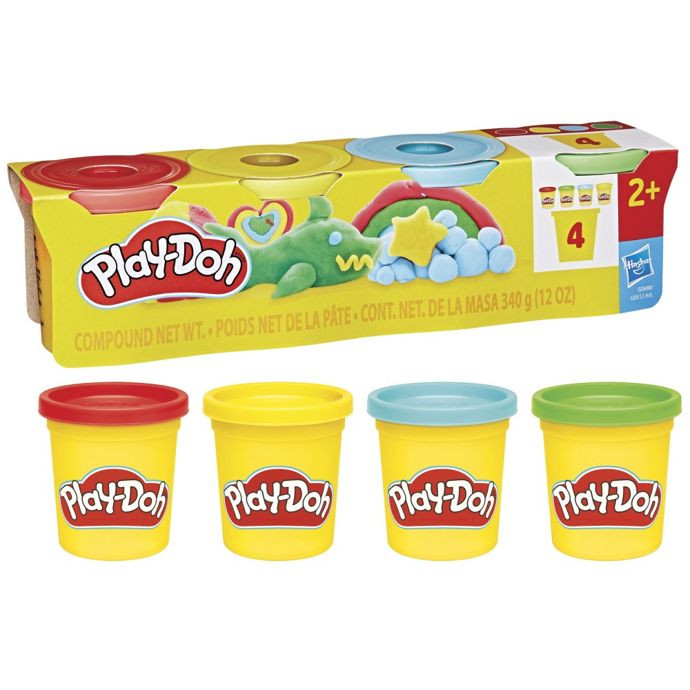 Hasbro G0512 G0688 — Набор с пластилином Play-Doh Классические цвета набор из 4 тюбиков G0688 — фото 1
