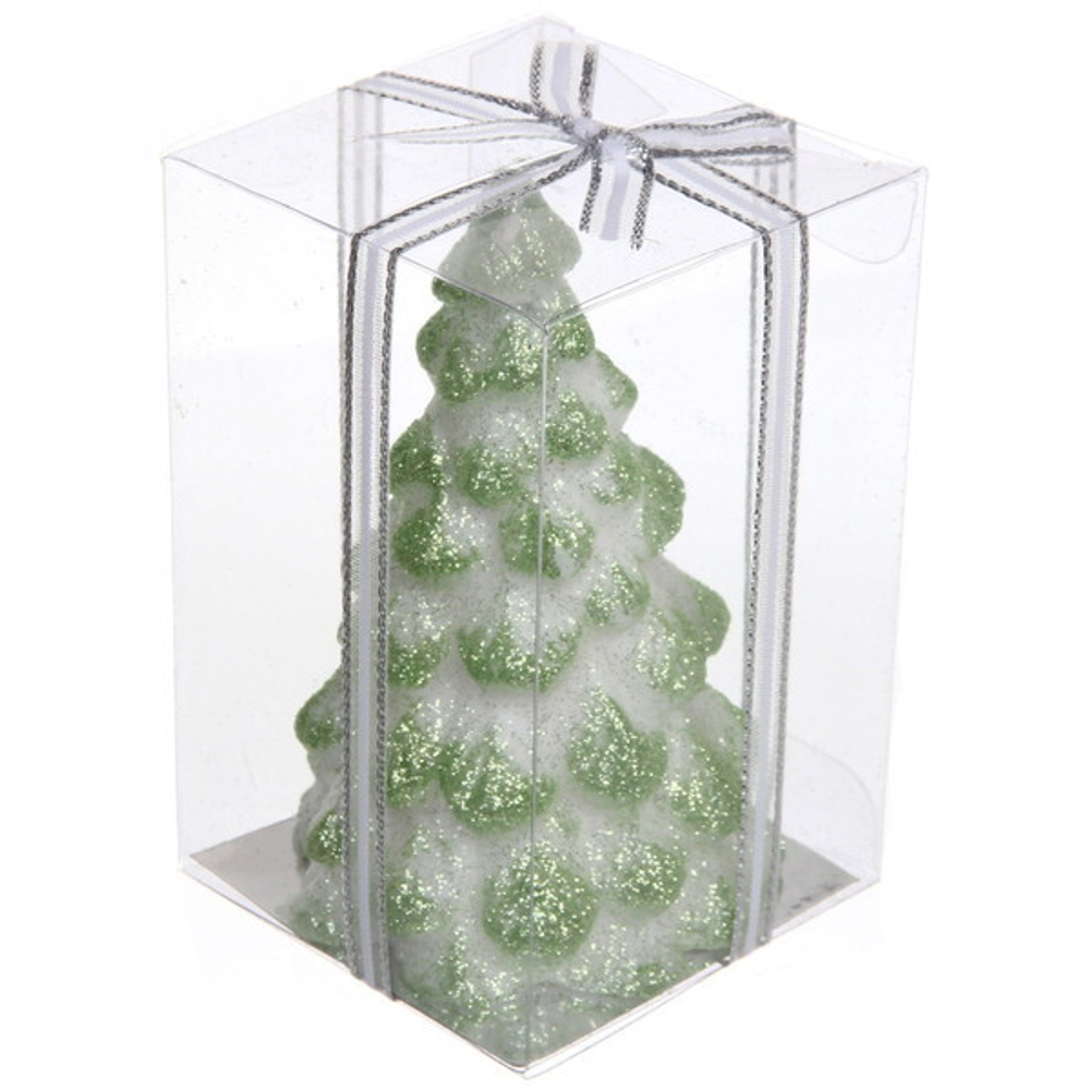 Свеча новогодняя «Ёлочка снежная» 12 см, зеленый