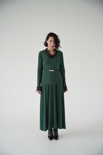 Юбка А- силуэта в изумрудном