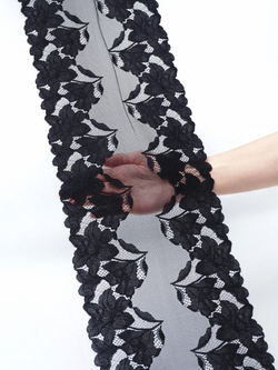 Эластичное кружево для белья черное ширина 22 см