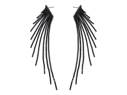 Серьги Вечерние Black, 16см, со стразами