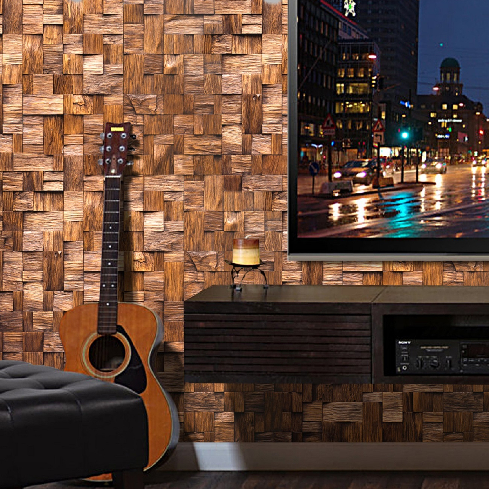 Деревянная мозаика для стен Wood Mosaic Хауз мокко