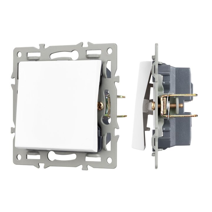Механизм выключателя одноклавишный проходной SWT-MKP1-PL-WH (250V, 16A) Arlight 043714