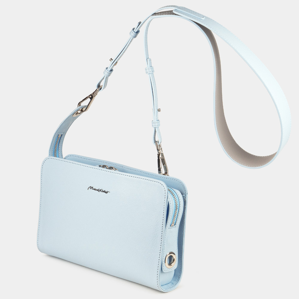 Женская кожаная сумка Emilie голубого цвета