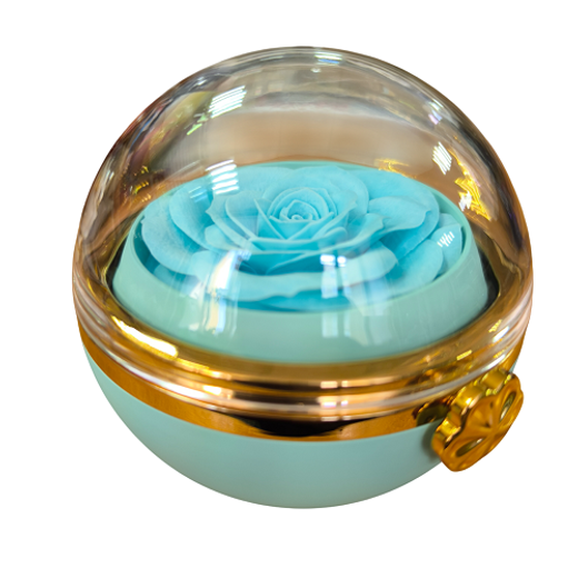 Футляр в форме шара с золотой каймой под кольцо, серия "Роза в шаре", пластик