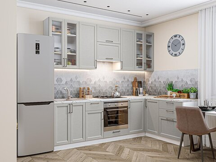 Угловая модульная кухня Сканди-04 Grey Silkwood - Белый 2340*2650/1590*600