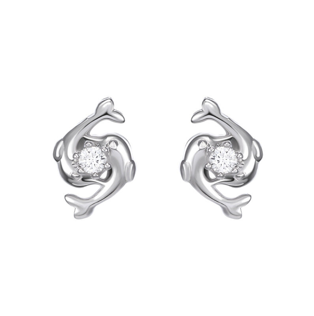 Серьги гвоздики бижутерия, дельфин