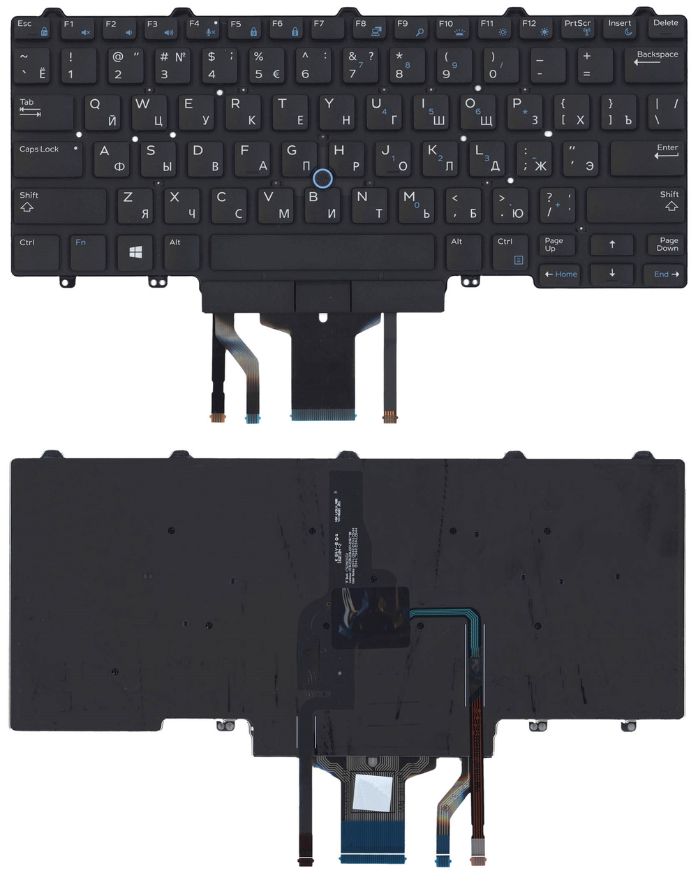 Клавиатура для ноутбука Dell Latitude E5470 E7470 черная с подсветкой и указателем